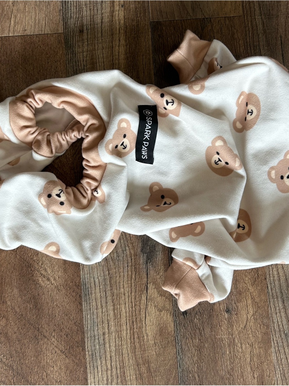 Dogs Spark Paws Beige Bear Print Pullover Hoodie PJs Sz L (Pug/Jack Russell/Bost